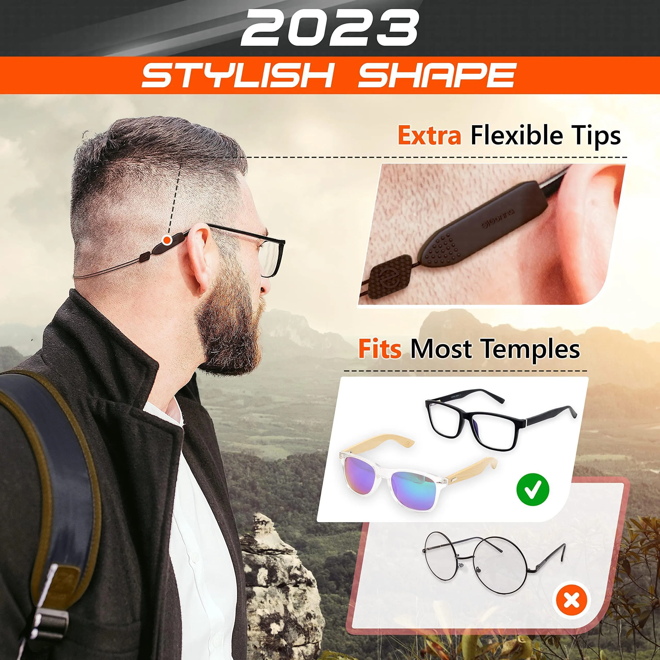 Adjustable Glasses Straps 3 Pcs Eyeglasses Cors Holders No Tail M Size 13 inch