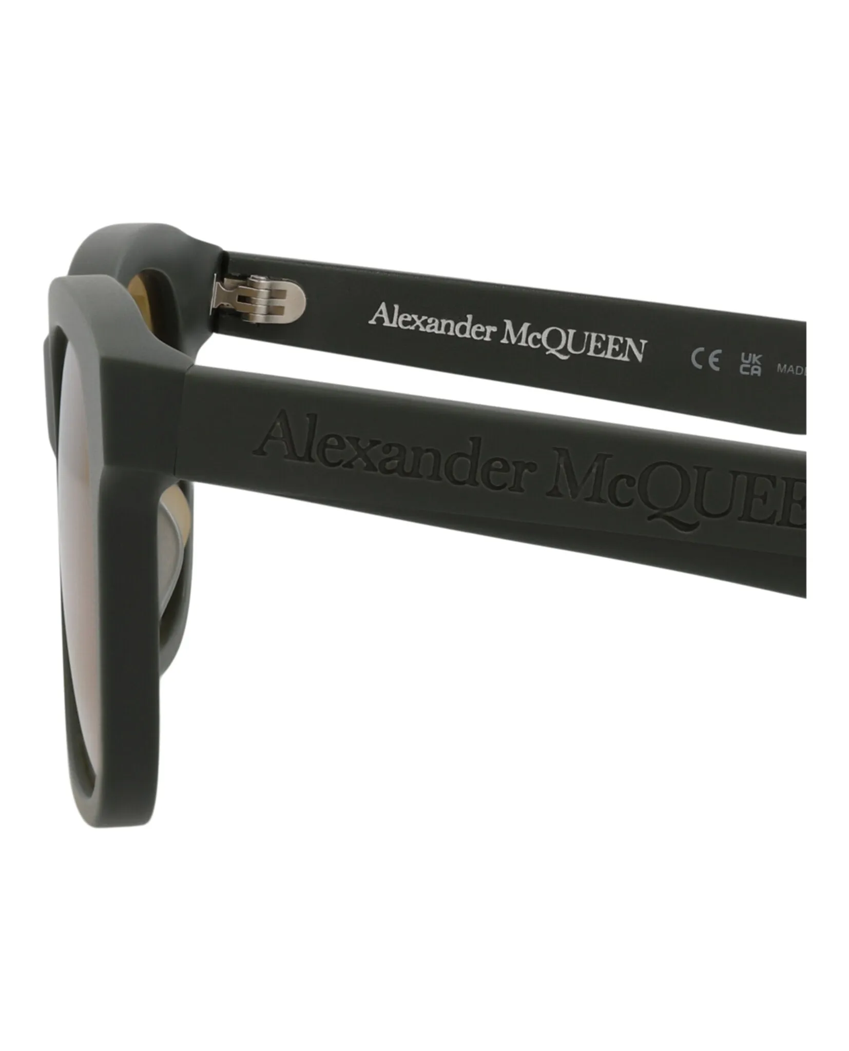 Alexander McQueen Mens Square/Rectangle Green Green Yellow Fashion Designer Eyewear