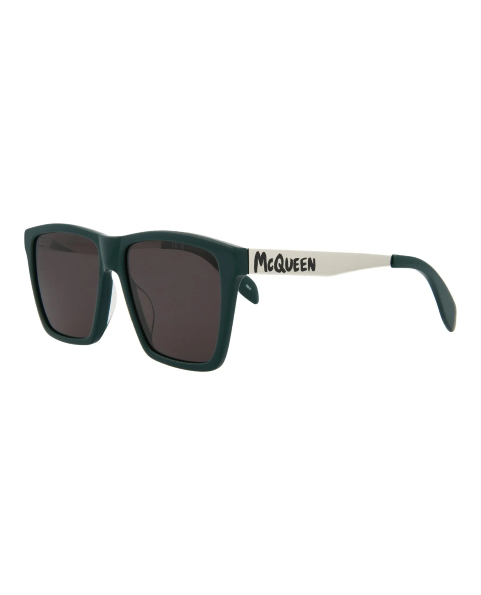Alexander McQueen Mens Square/Rectangle Green Silver Grey Fashion Designer Eyewear