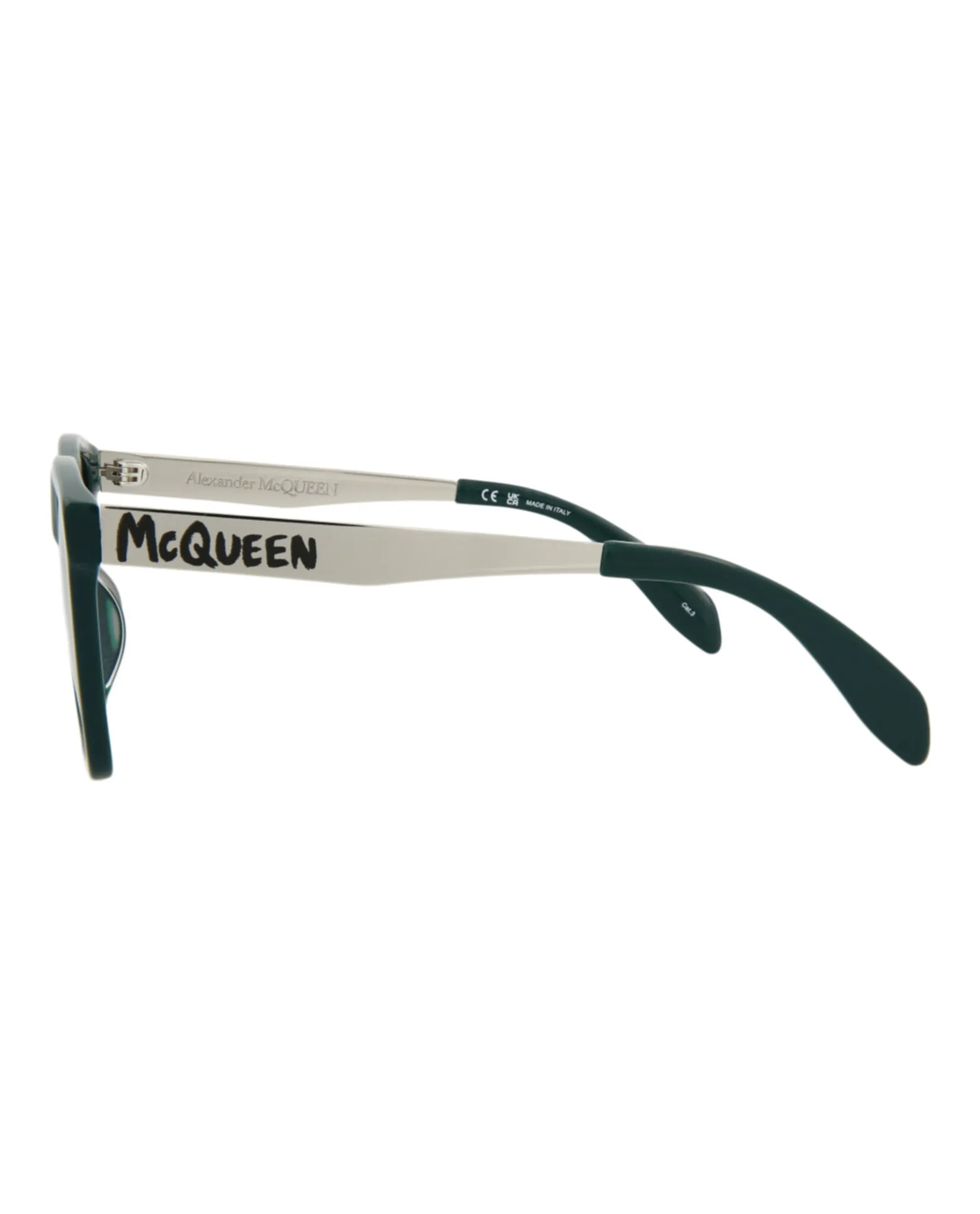 Alexander McQueen Mens Square/Rectangle Green Silver Grey Fashion Designer Eyewear