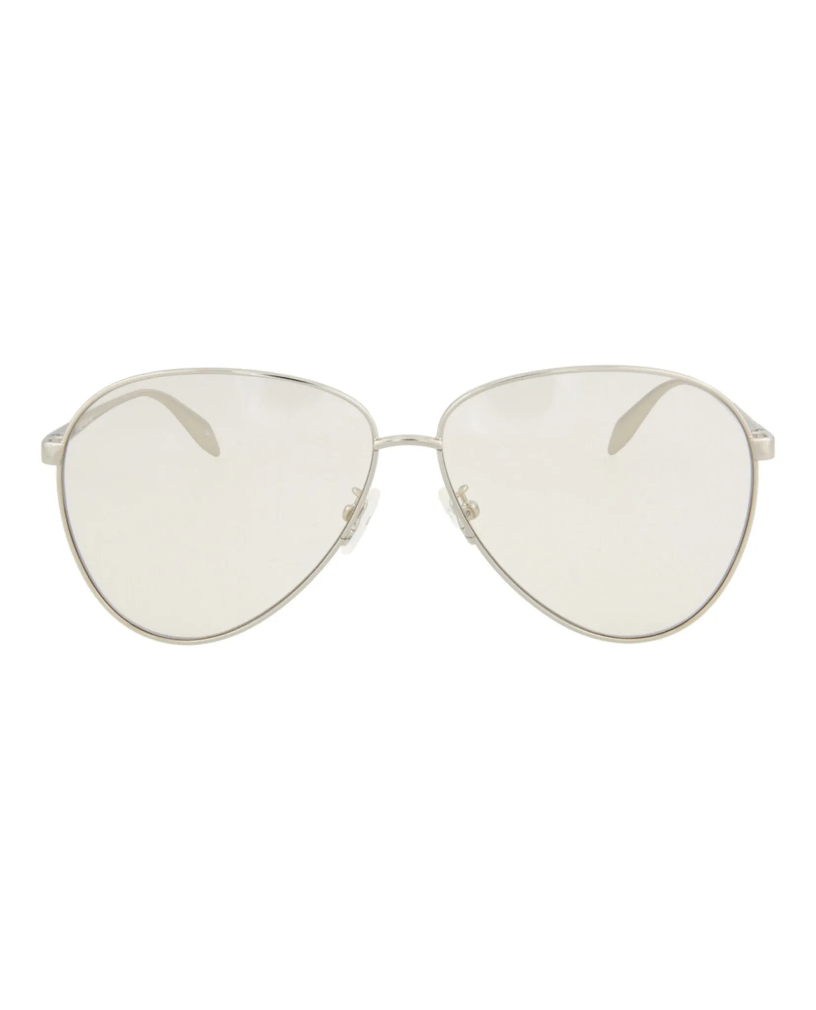 Alexander McQueen Unisex Aviator Silver Silver Grey Fashion Designer Eyewear