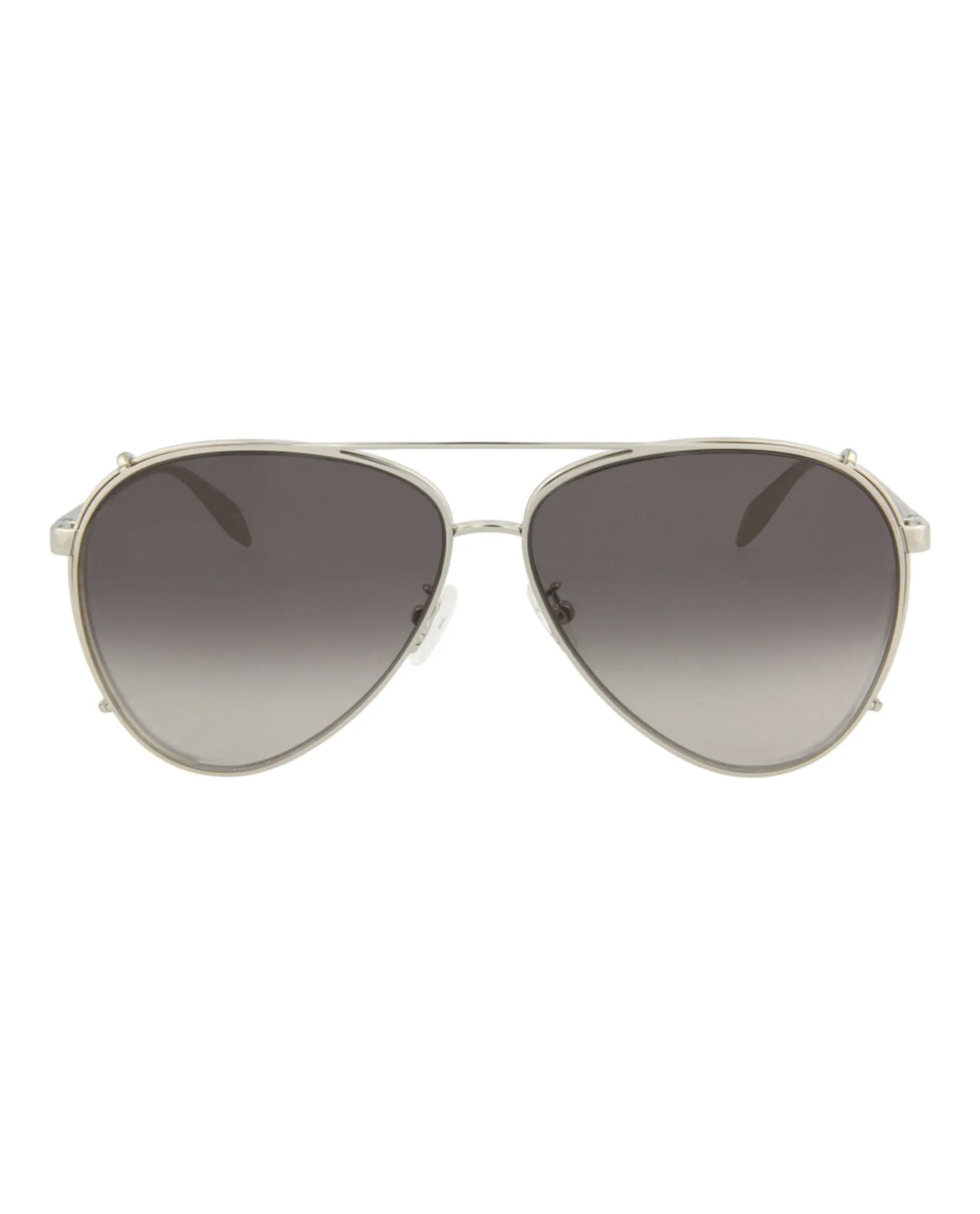 Alexander McQueen Unisex Aviator Silver Silver Grey Fashion Designer Eyewear