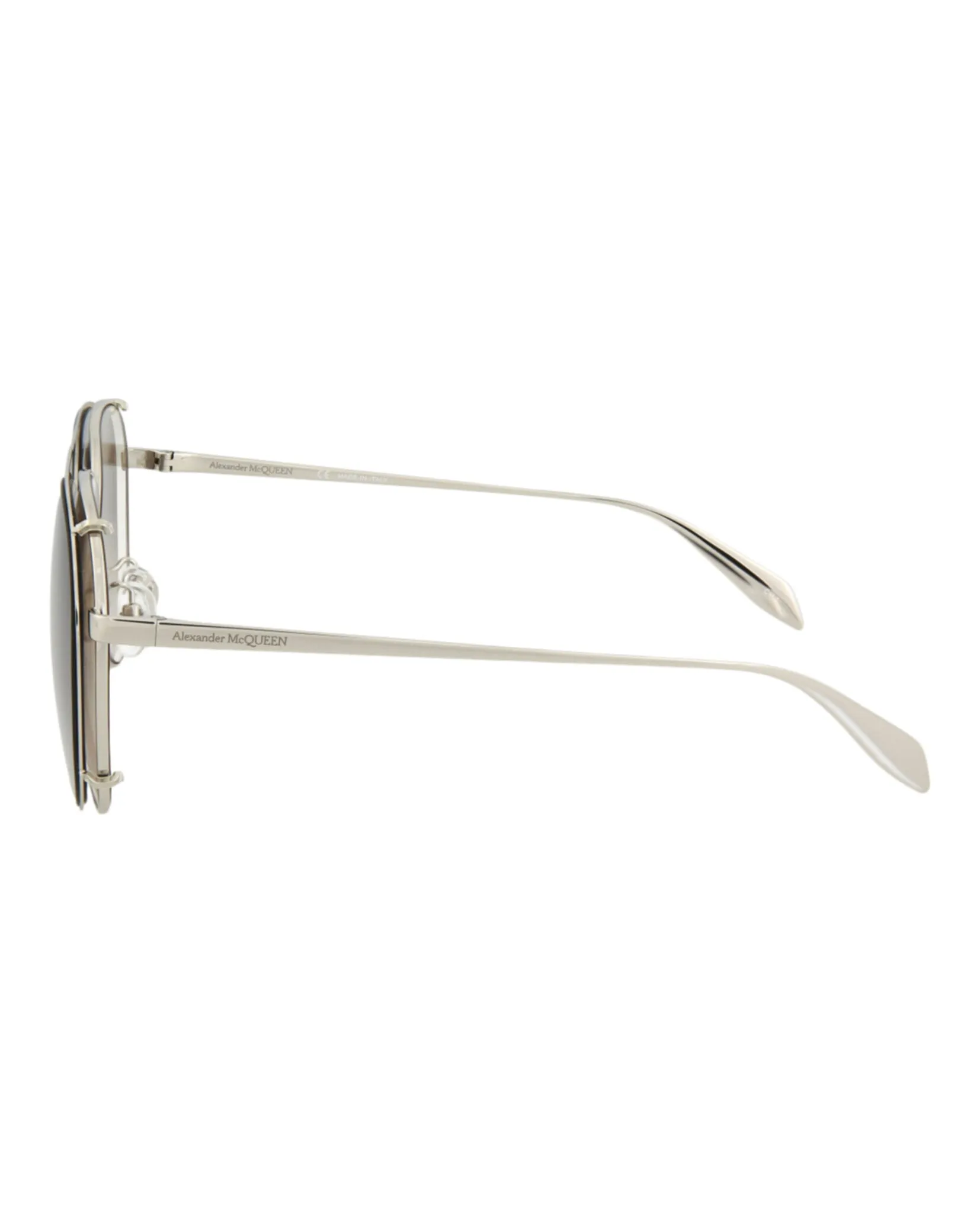 Alexander McQueen Unisex Aviator Silver Silver Grey Fashion Designer Eyewear