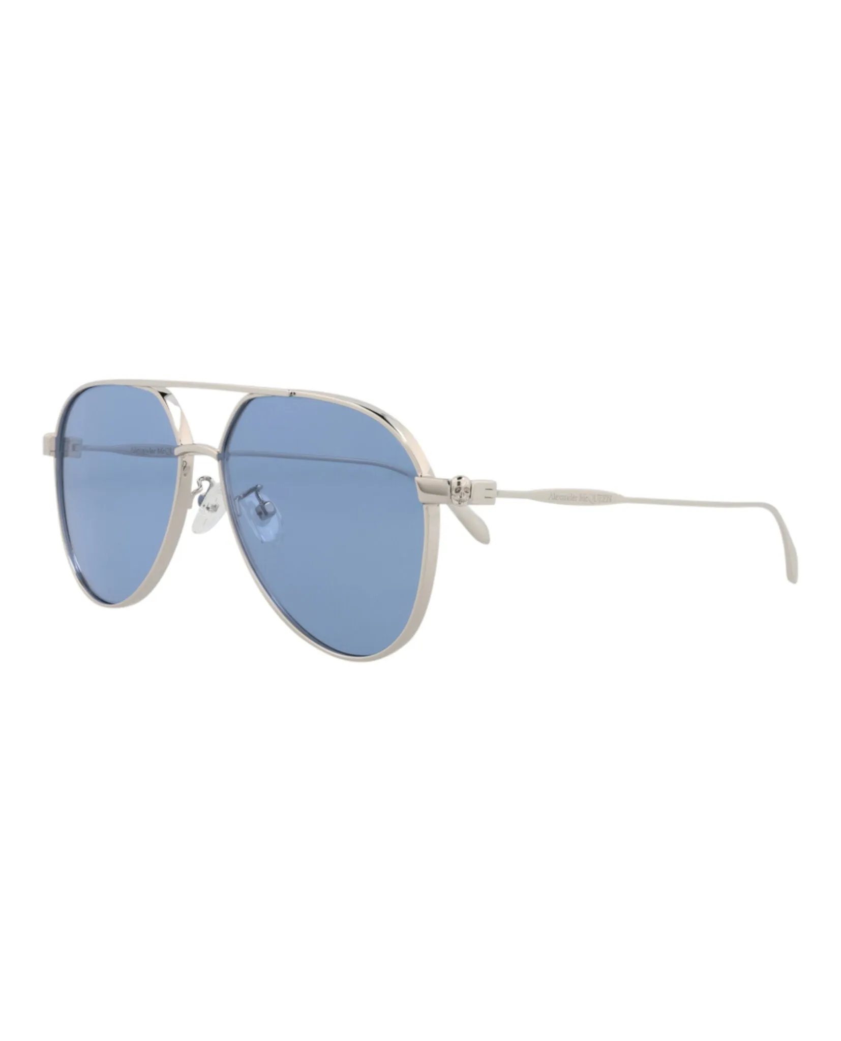 Alexander McQueen Unisex Aviator Silver Silver Light Blue Fashion Designer Eyewear