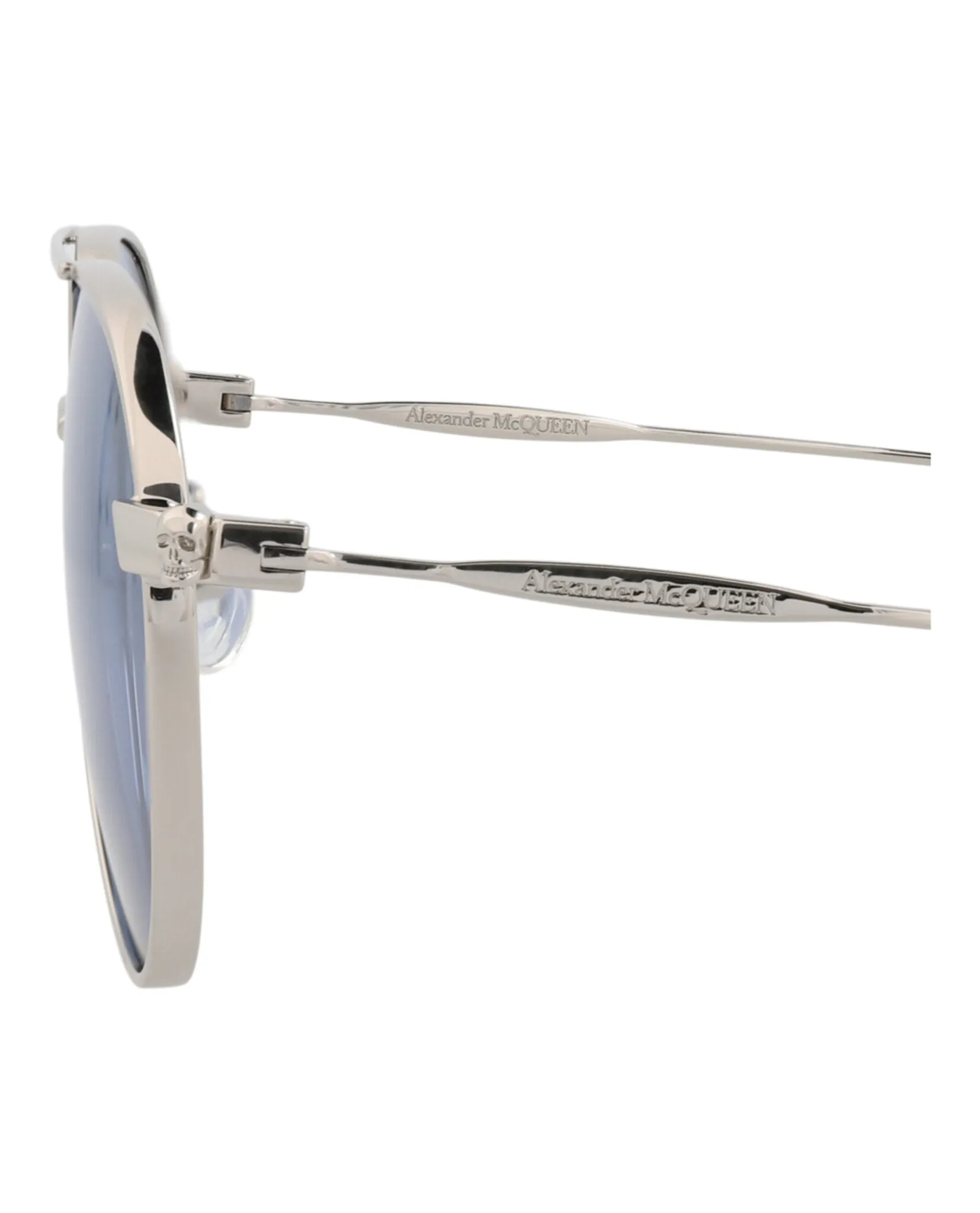 Alexander McQueen Unisex Aviator Silver Silver Light Blue Fashion Designer Eyewear