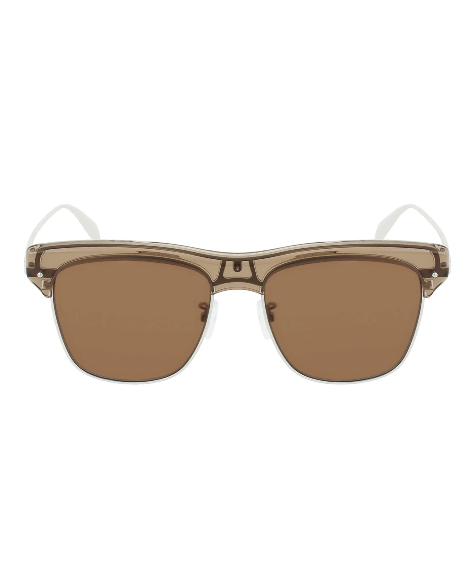 Alexander McQueen Unisex Square/Rectangle Beige Silver Brown Fashion Designer Eyewear