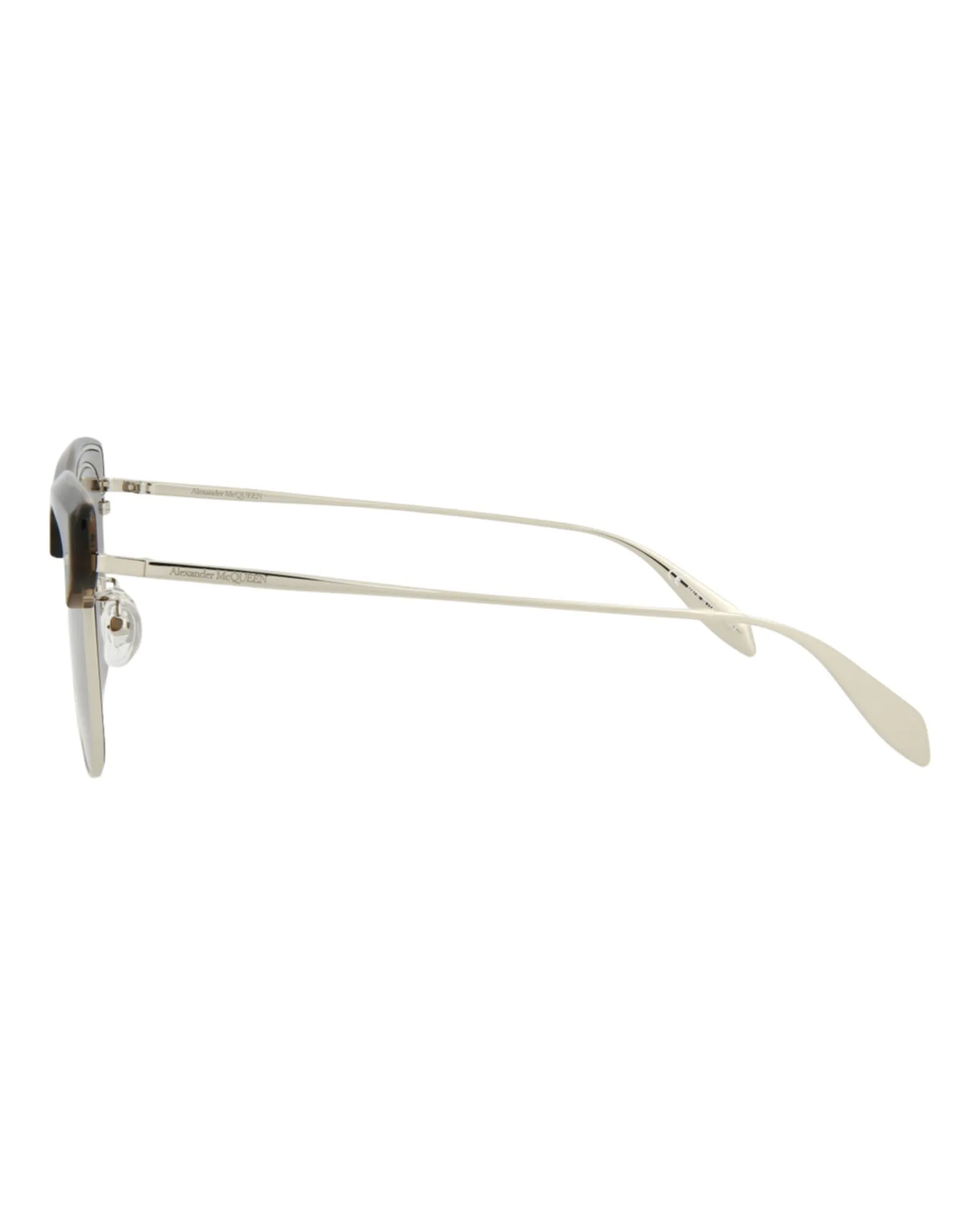 Alexander McQueen Unisex Square/Rectangle Beige Silver Brown Fashion Designer Eyewear