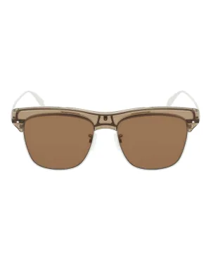 Alexander McQueen Unisex Square/Rectangle Beige Silver Brown Fashion Designer Eyewear
