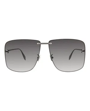 Alexander McQueen Unisex Square/Rectangle Ruthenium Ruthenium Grey Fashion Designer Eyewear