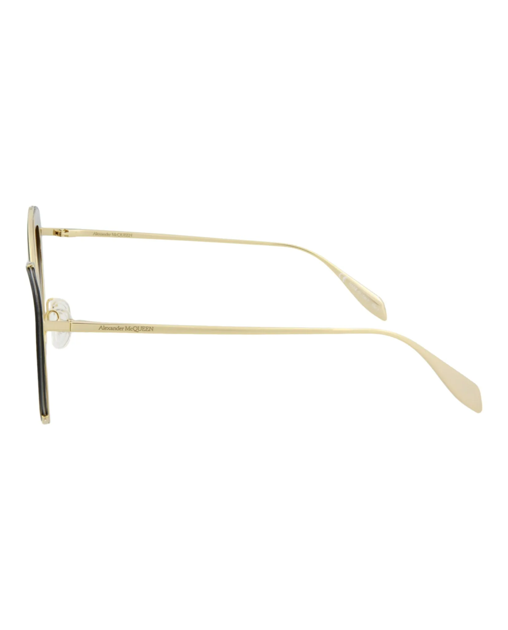 Alexander McQueen Womens Cat Eye Shiny Light Gold Fashion Designer Eyewear