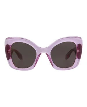 Alexander McQueen Womens Cat Eye Violet Violet Grey Fashion Designer Eyewear