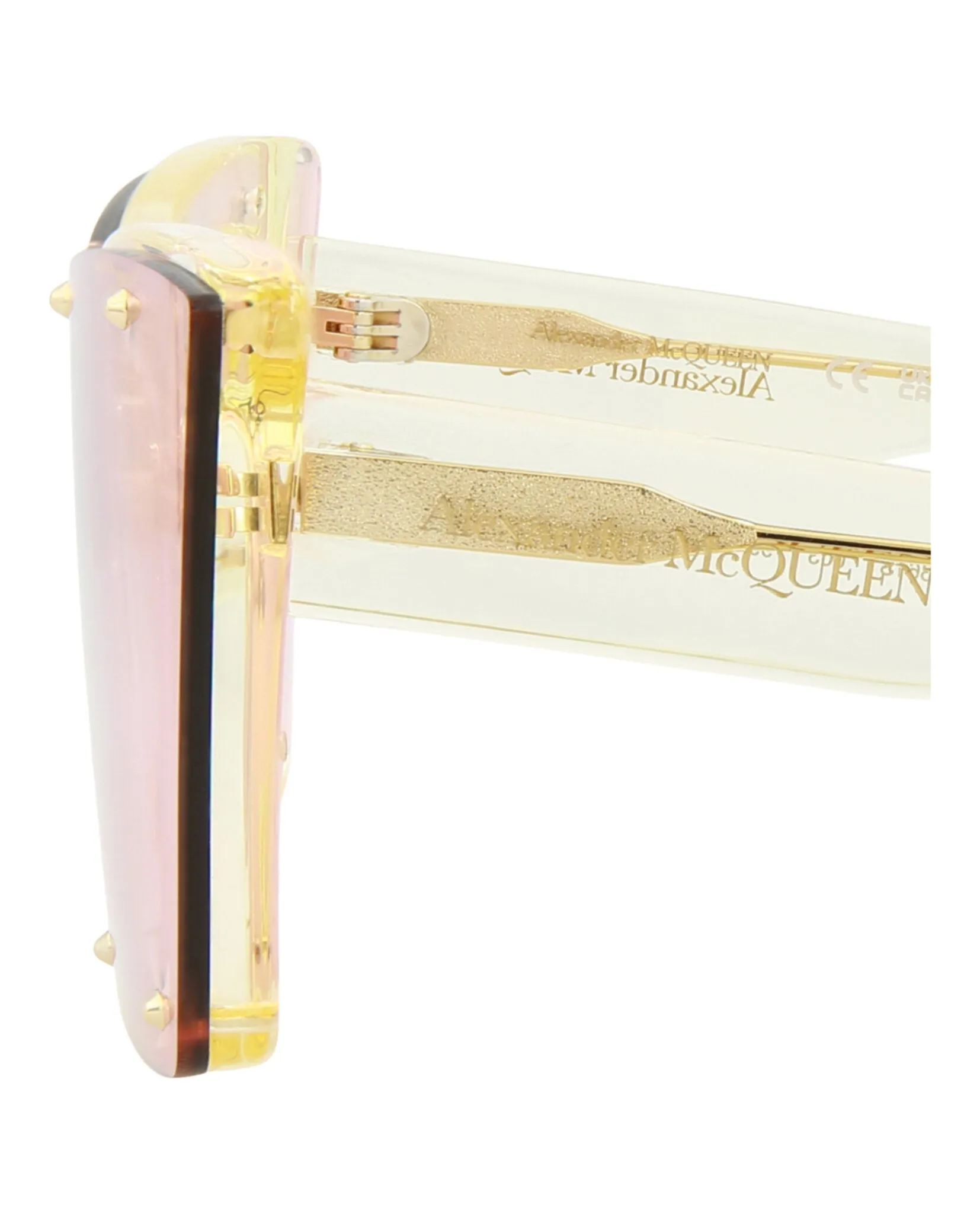 Alexander McQueen Womens Cat Eye Yellow Yellow Pink Fashion Designer Eyewear