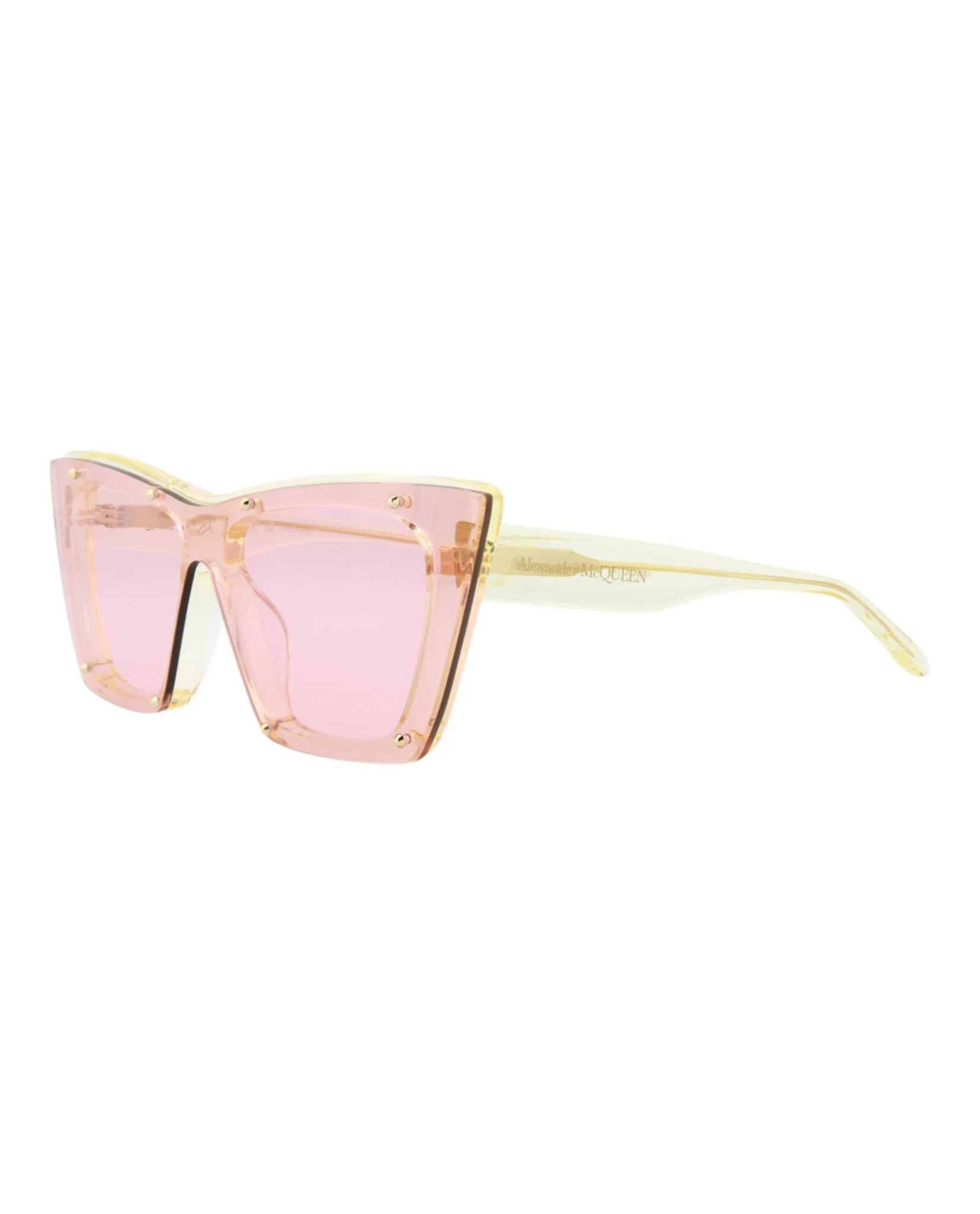 Alexander McQueen Womens Cat Eye Yellow Yellow Pink Fashion Designer Eyewear