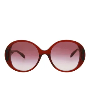Alexander McQueen Womens Round/Oval Burgundy Burgundy Red Fashion Designer Eyewear