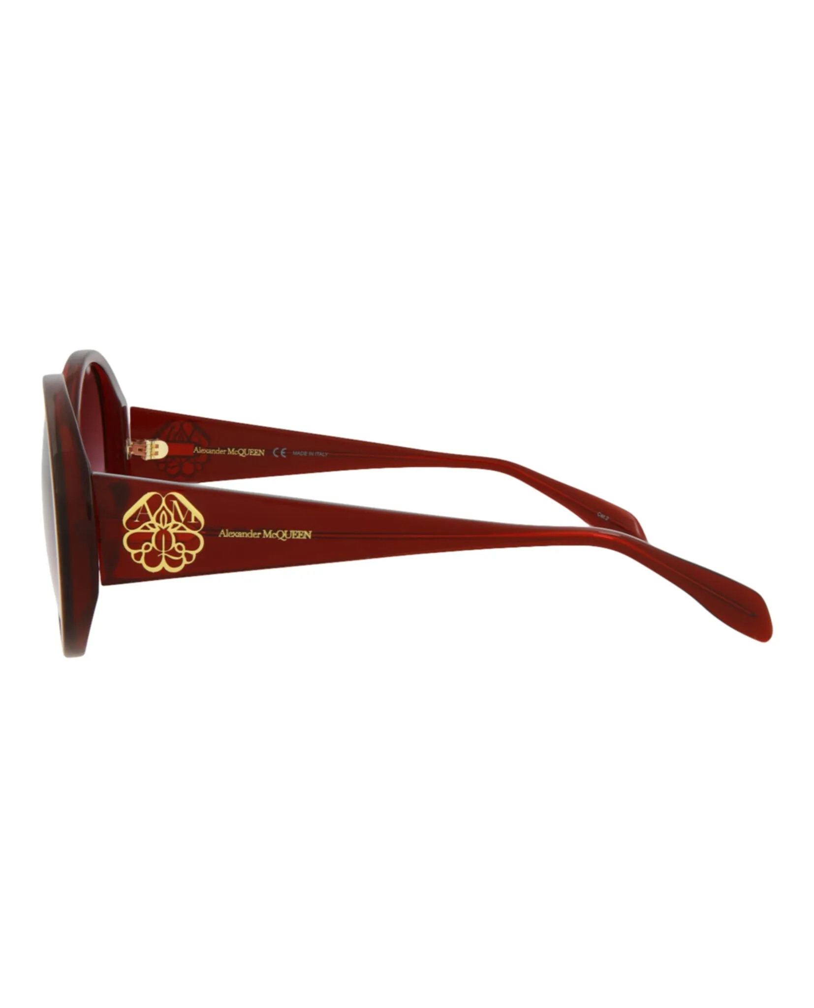 Alexander McQueen Womens Round/Oval Burgundy Burgundy Red Fashion Designer Eyewear
