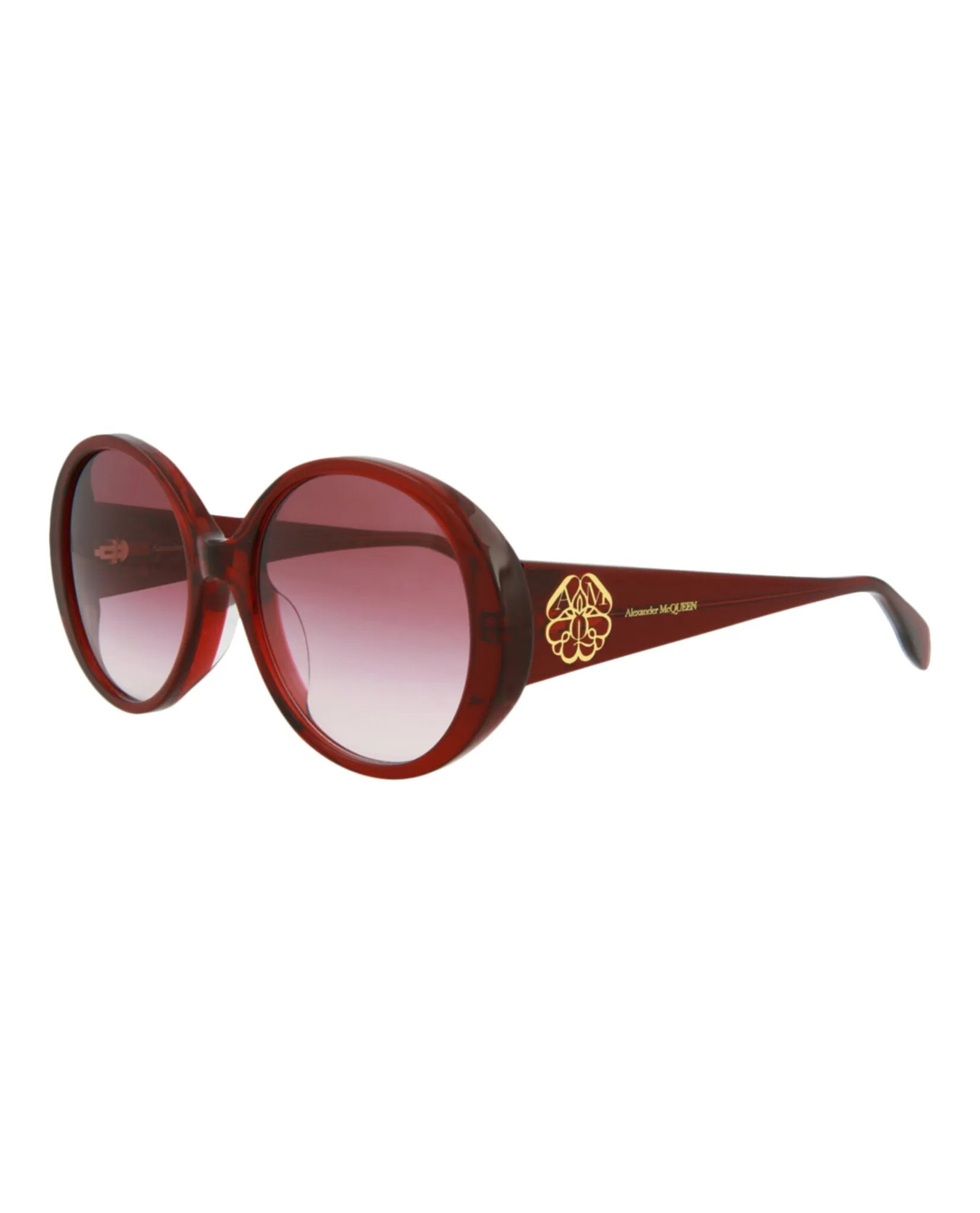 Alexander McQueen Womens Round/Oval Burgundy Burgundy Red Fashion Designer Eyewear