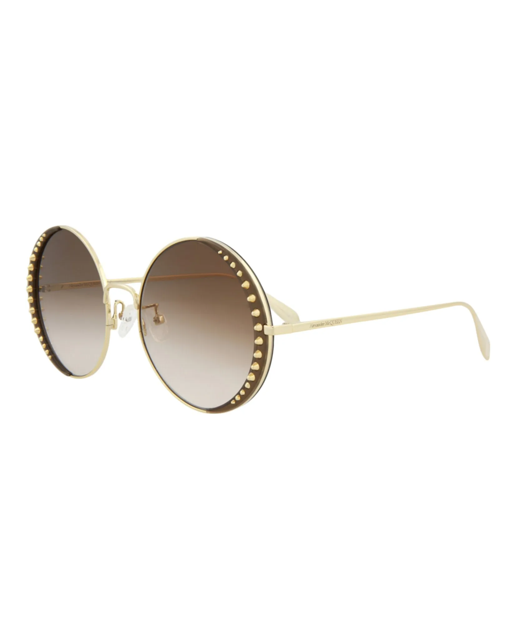 Alexander McQueen Womens Round/Oval Gold Gold Brown Fashion Designer Eyewear