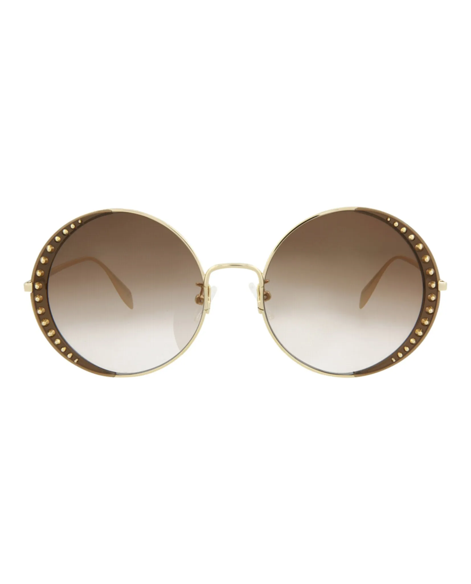 Alexander McQueen Womens Round/Oval Gold Gold Brown Fashion Designer Eyewear