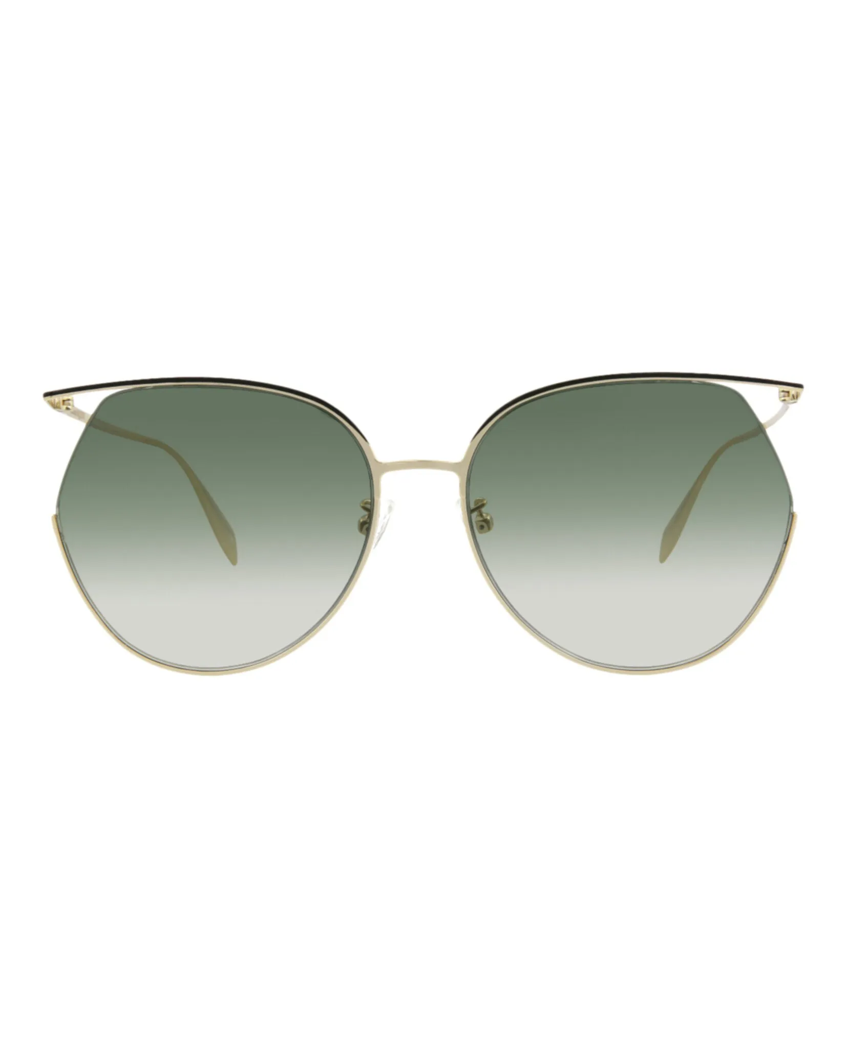 Alexander McQueen Womens Round/Oval Gold Gold Green Fashion Designer Eyewear