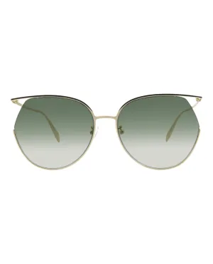 Alexander McQueen Womens Round/Oval Gold Gold Green Fashion Designer Eyewear
