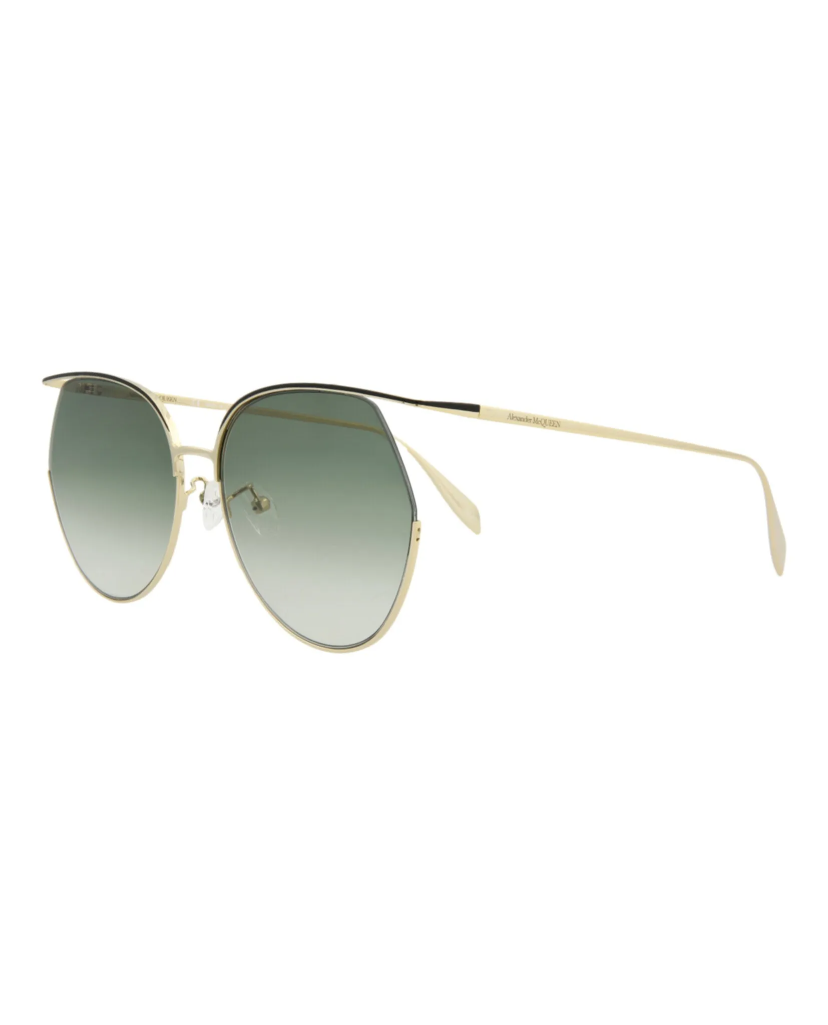 Alexander McQueen Womens Round/Oval Gold Gold Green Fashion Designer Eyewear