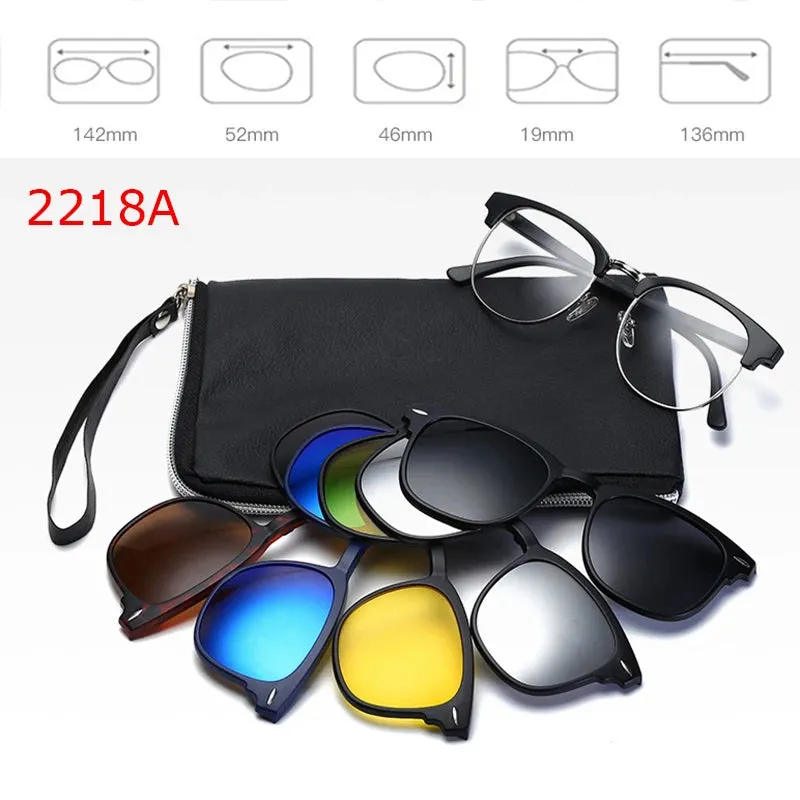Belmon Unisex 6 In 1 Magnetic Clip On Polarized Sunglasses RS2218A
