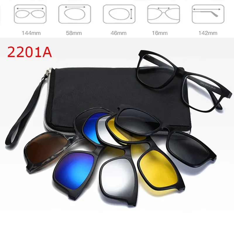 Belmon Unisex 6 In 1 Magnetic Clip On Polarized Sunglasses RS2218A