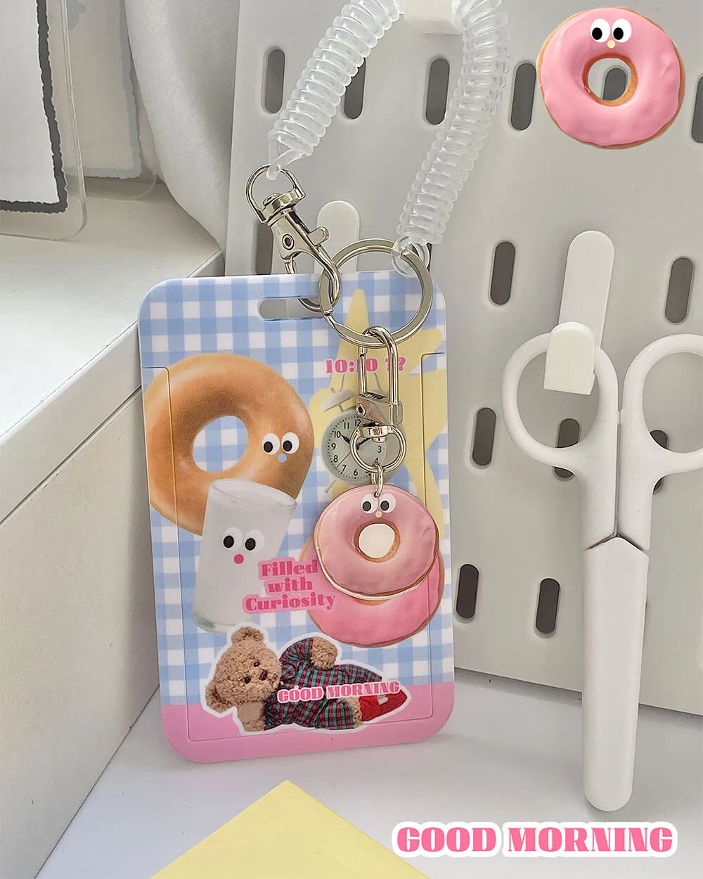 Breakfast Donut Card Holder Keychain