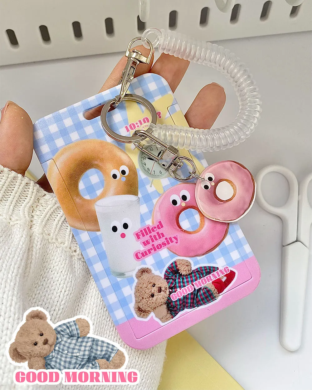 Breakfast Donut Card Holder Keychain