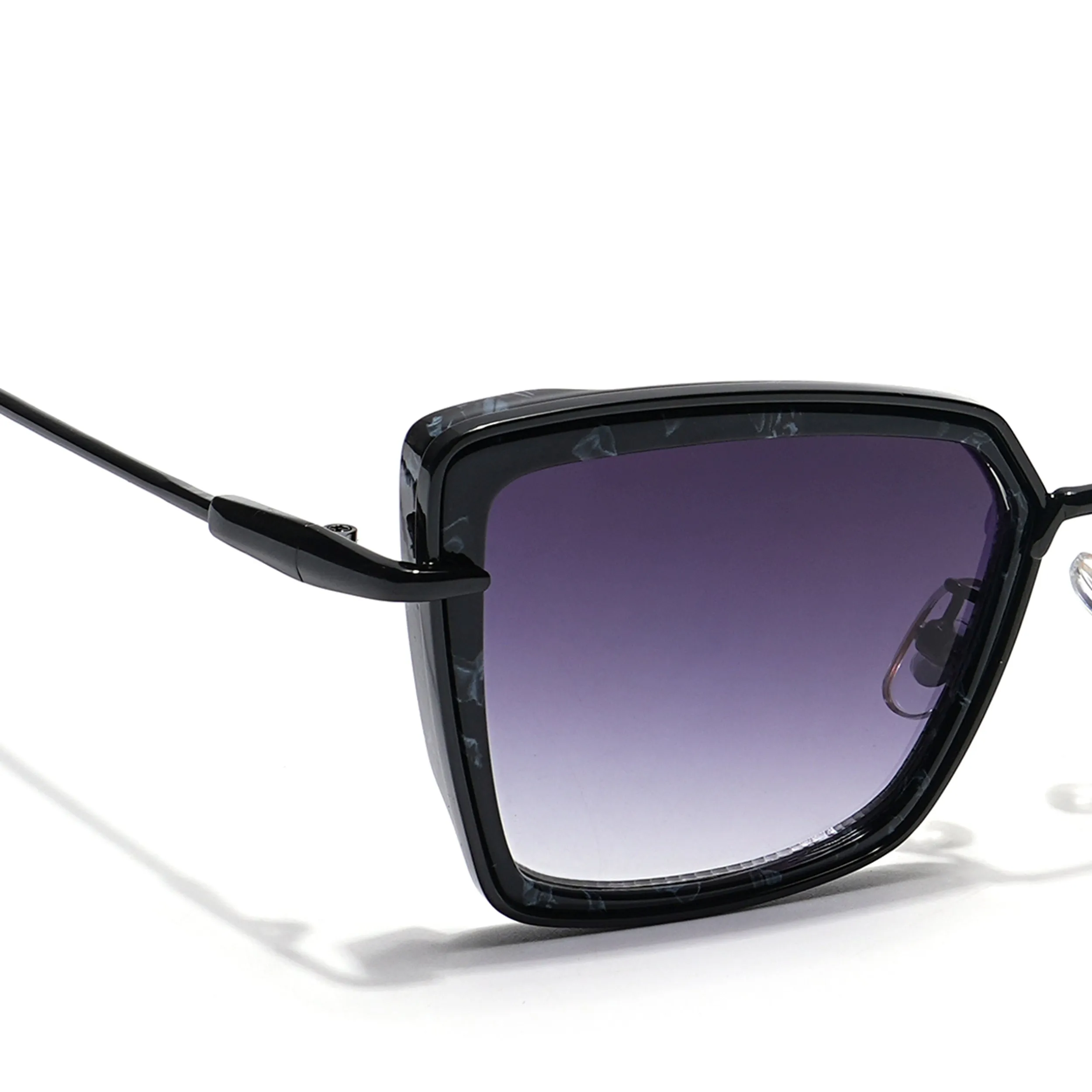 Cateye Sunglasses (Grey & Clear Lens | Black & Grey Frame - MG6014)