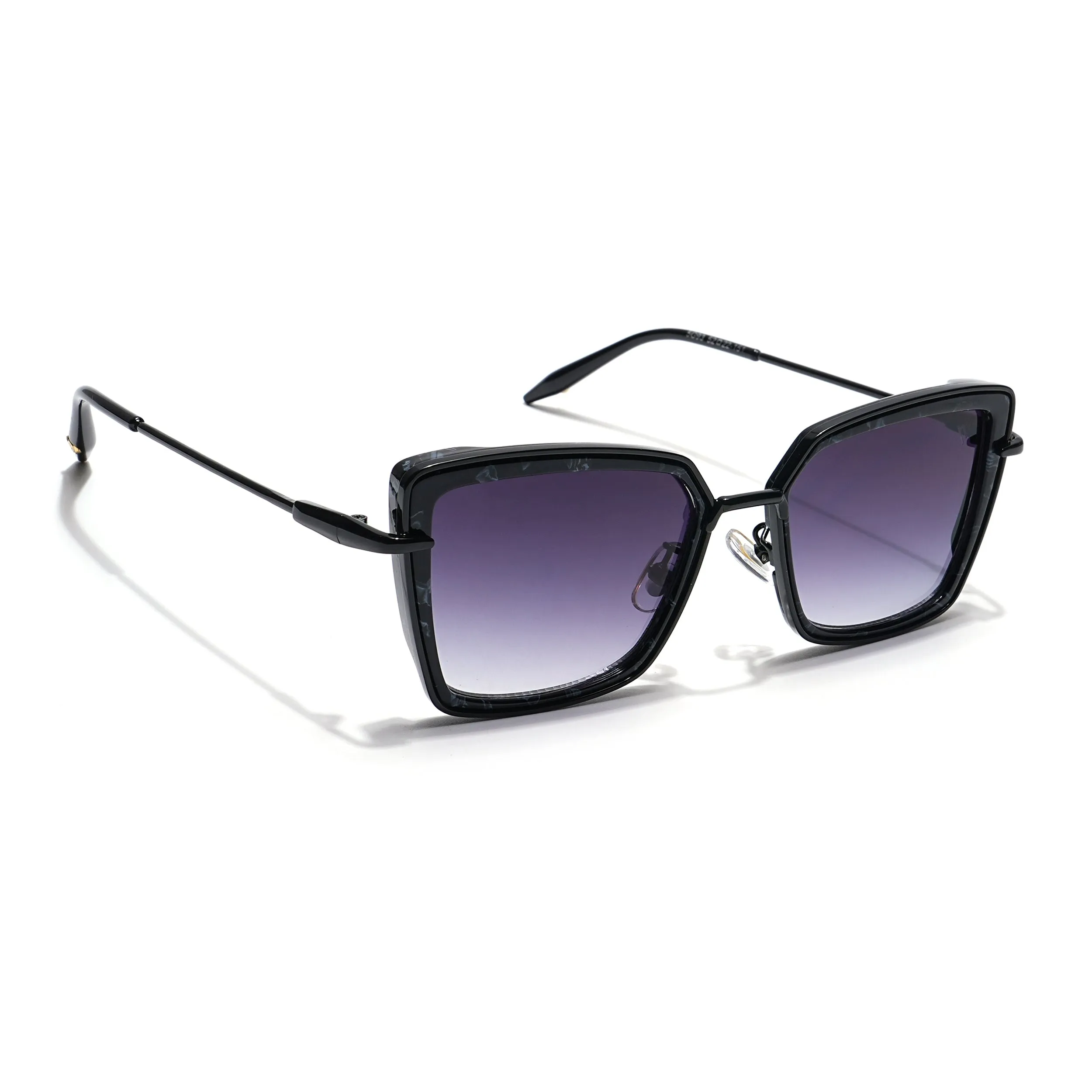 Cateye Sunglasses (Grey & Clear Lens | Black & Grey Frame - MG6014)