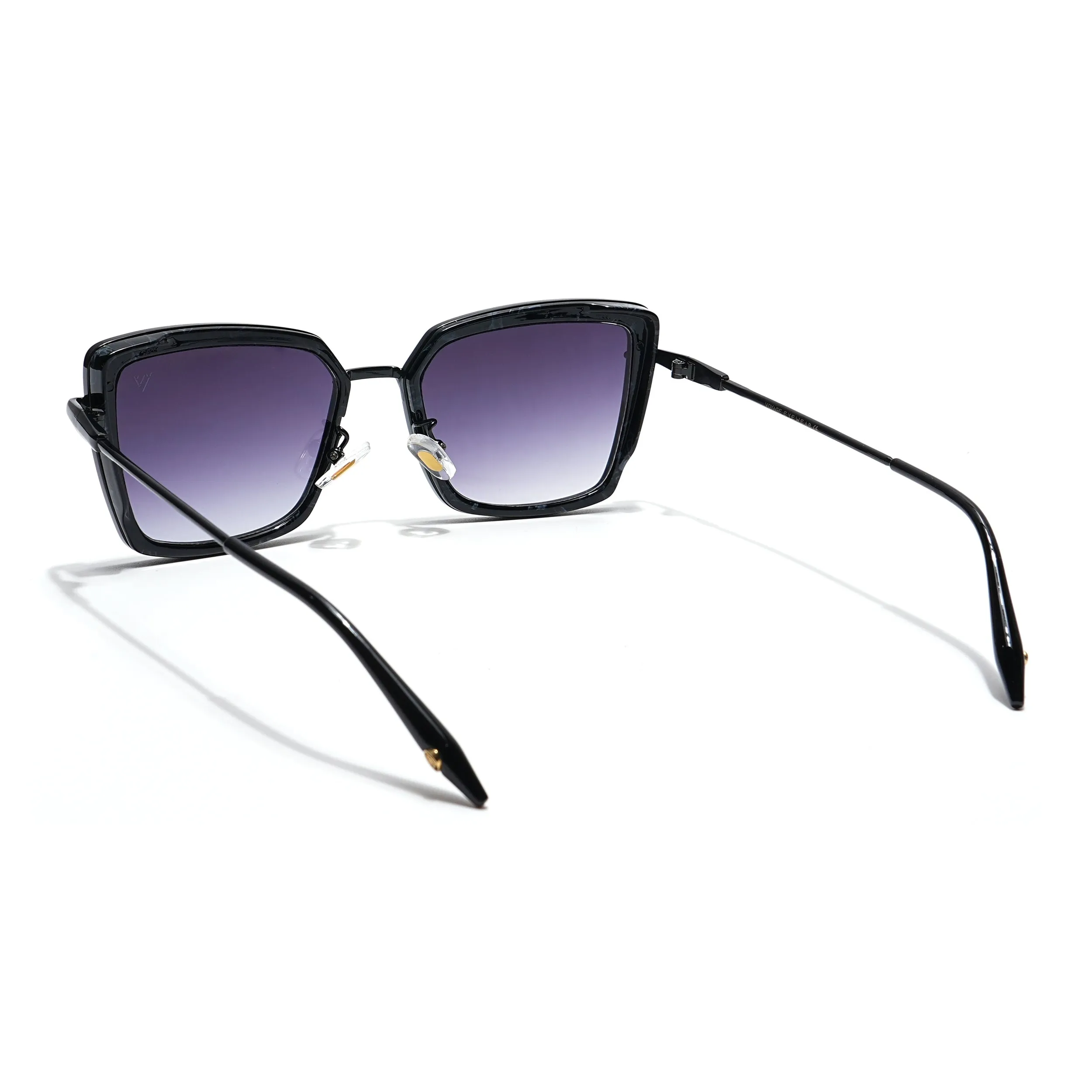 Cateye Sunglasses (Grey & Clear Lens | Black & Grey Frame - MG6014)