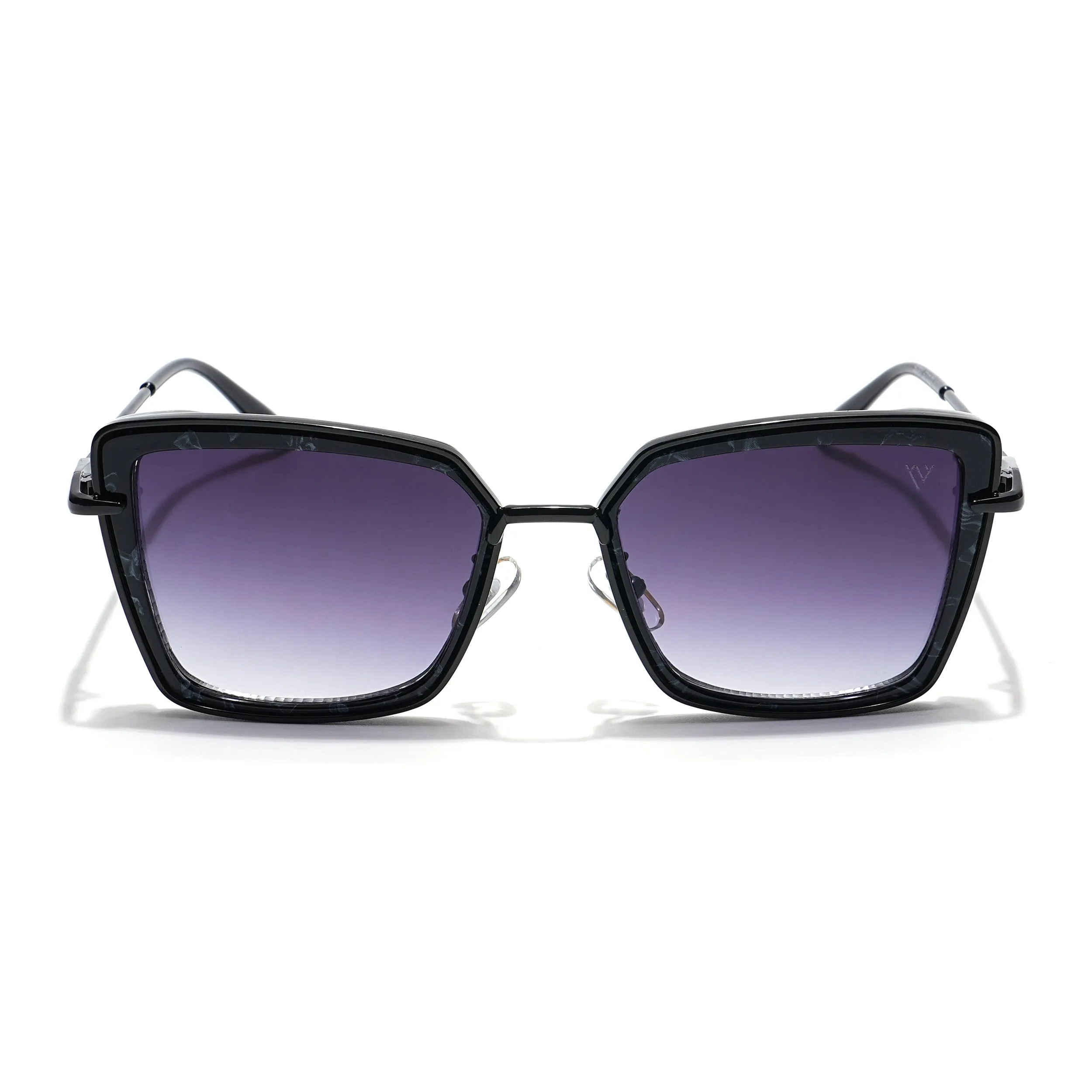 Cateye Sunglasses (Grey & Clear Lens | Black & Grey Frame - MG6014)