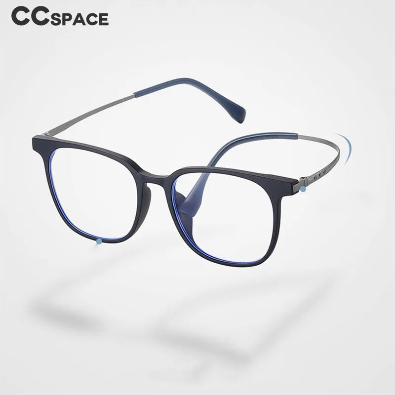 CCspace Women's Full Rim Square Titanium Alloy Eyeglasses With Clip On Polarized Sunglasses 56513