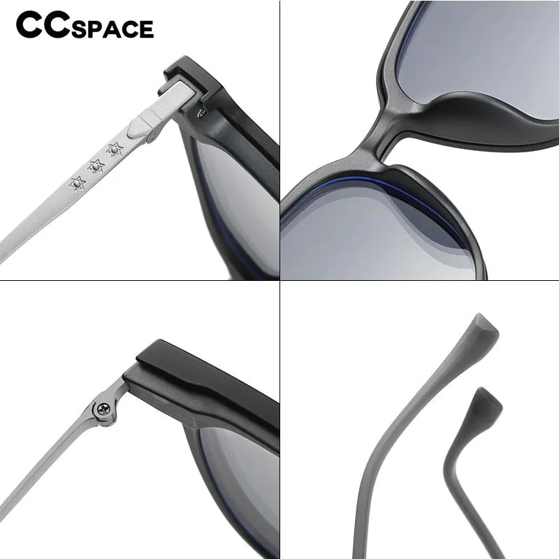 CCspace Women's Full Rim Square Titanium Alloy Eyeglasses With Clip On Polarized Sunglasses 56513