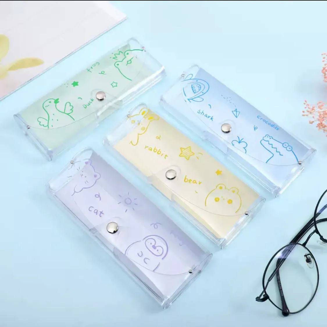 Clear Transparent Travel Sunglass Case - Animals