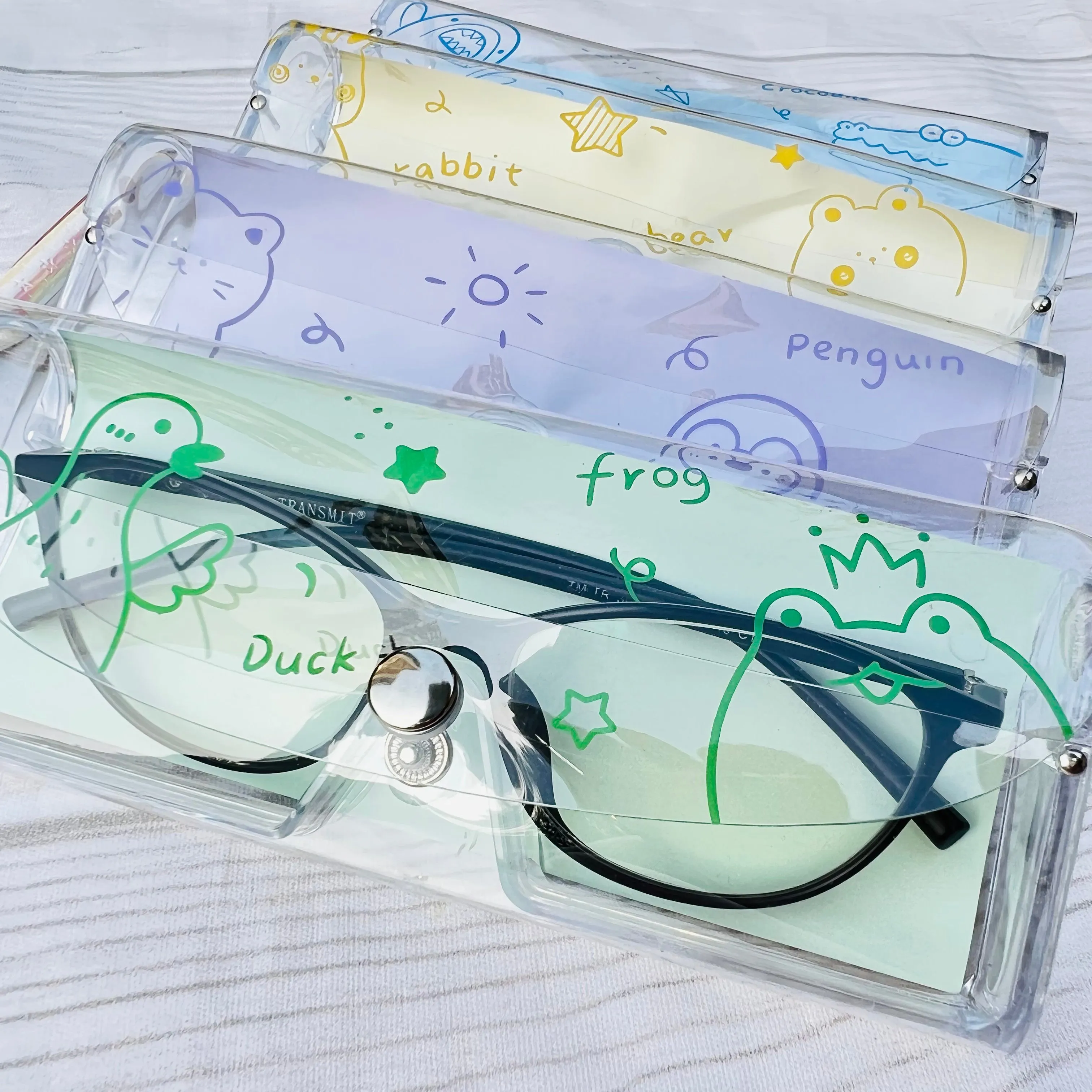 Clear Transparent Travel Sunglass Case - Animals