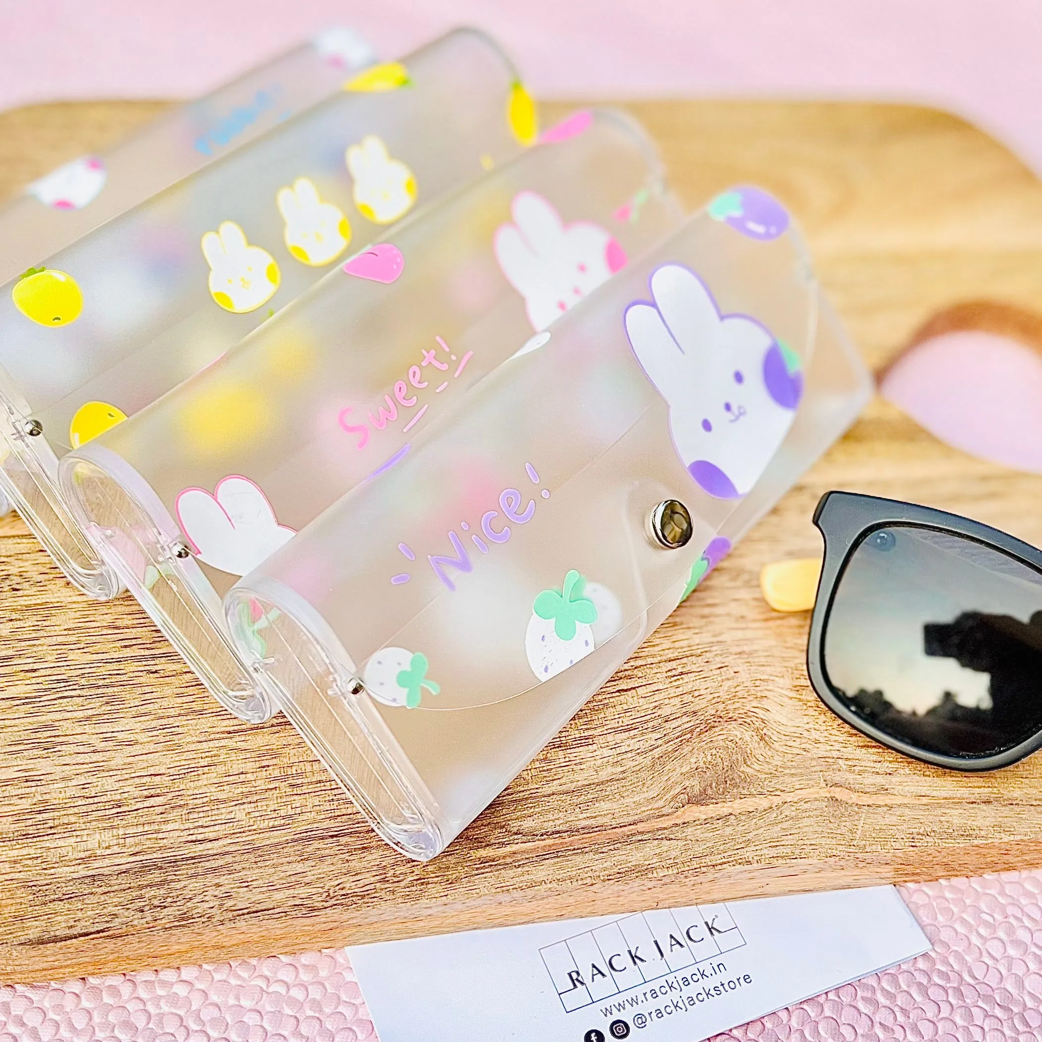 Clear Transparent Travel Sunglass Case - Rabbit