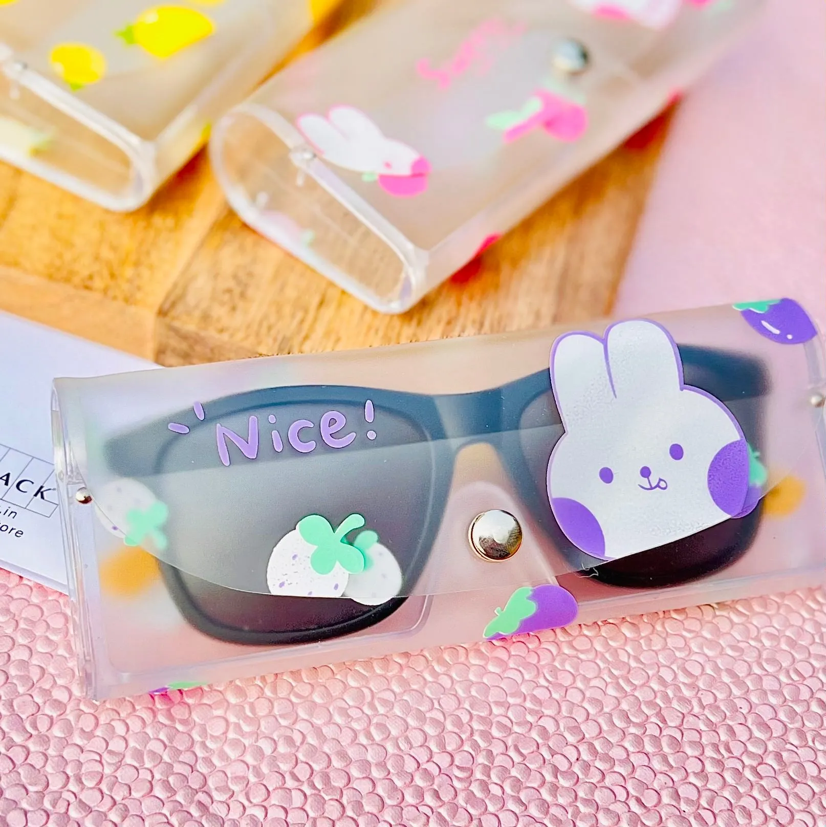 Clear Transparent Travel Sunglass Case - Rabbit