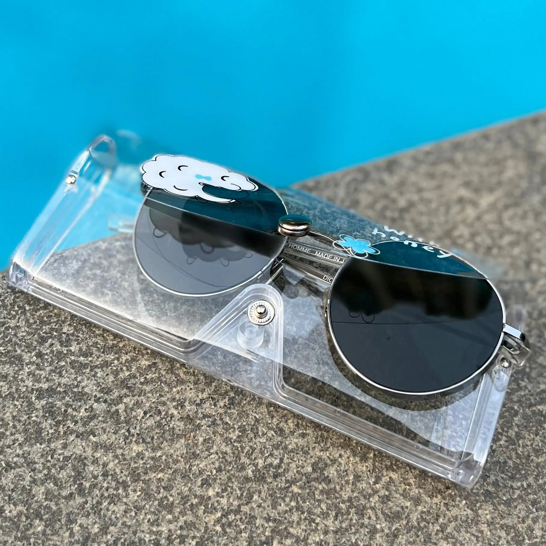 Clear Transparent Travel Sunglass Case - With Honey