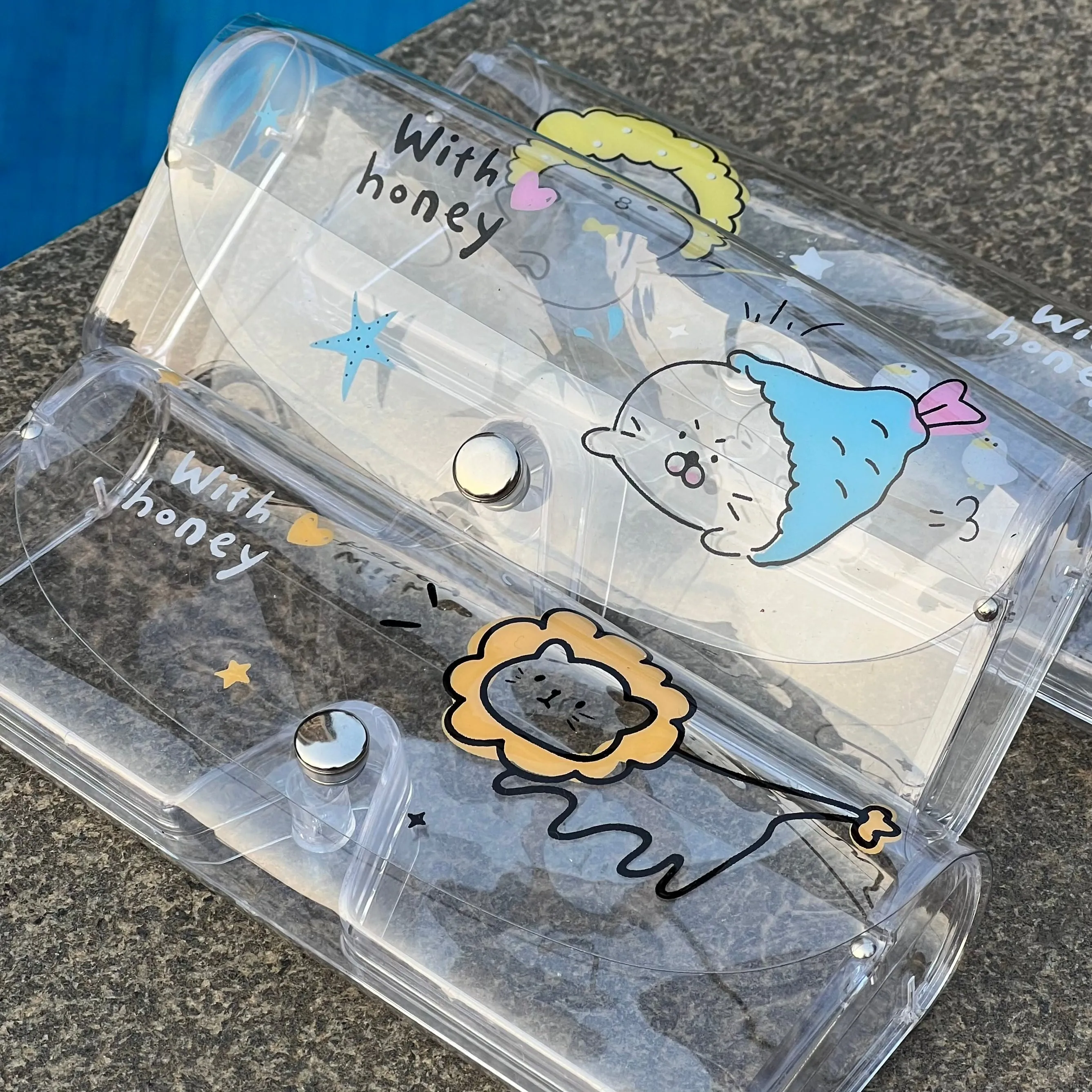 Clear Transparent Travel Sunglass Case - With Honey