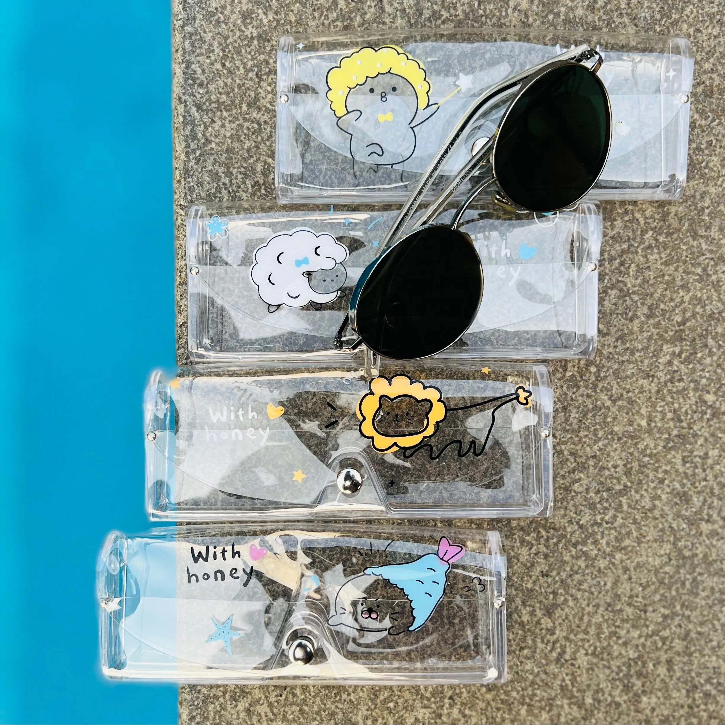 Clear Transparent Travel Sunglass Case - With Honey