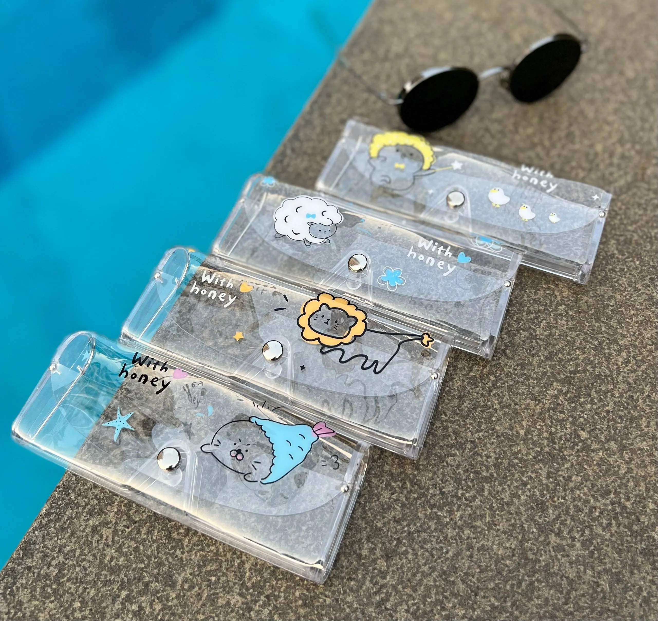 Clear Transparent Travel Sunglass Case - With Honey