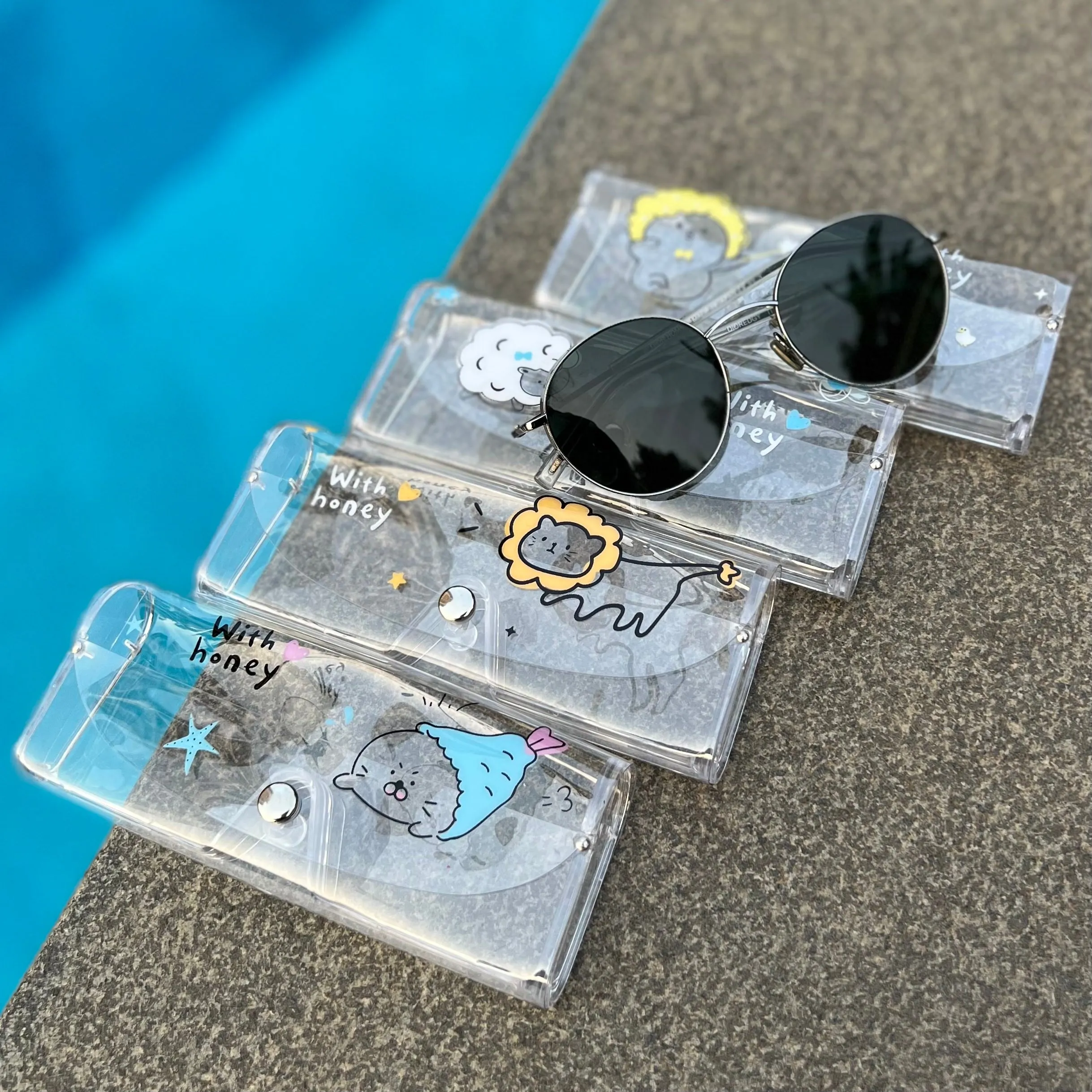 Clear Transparent Travel Sunglass Case - With Honey