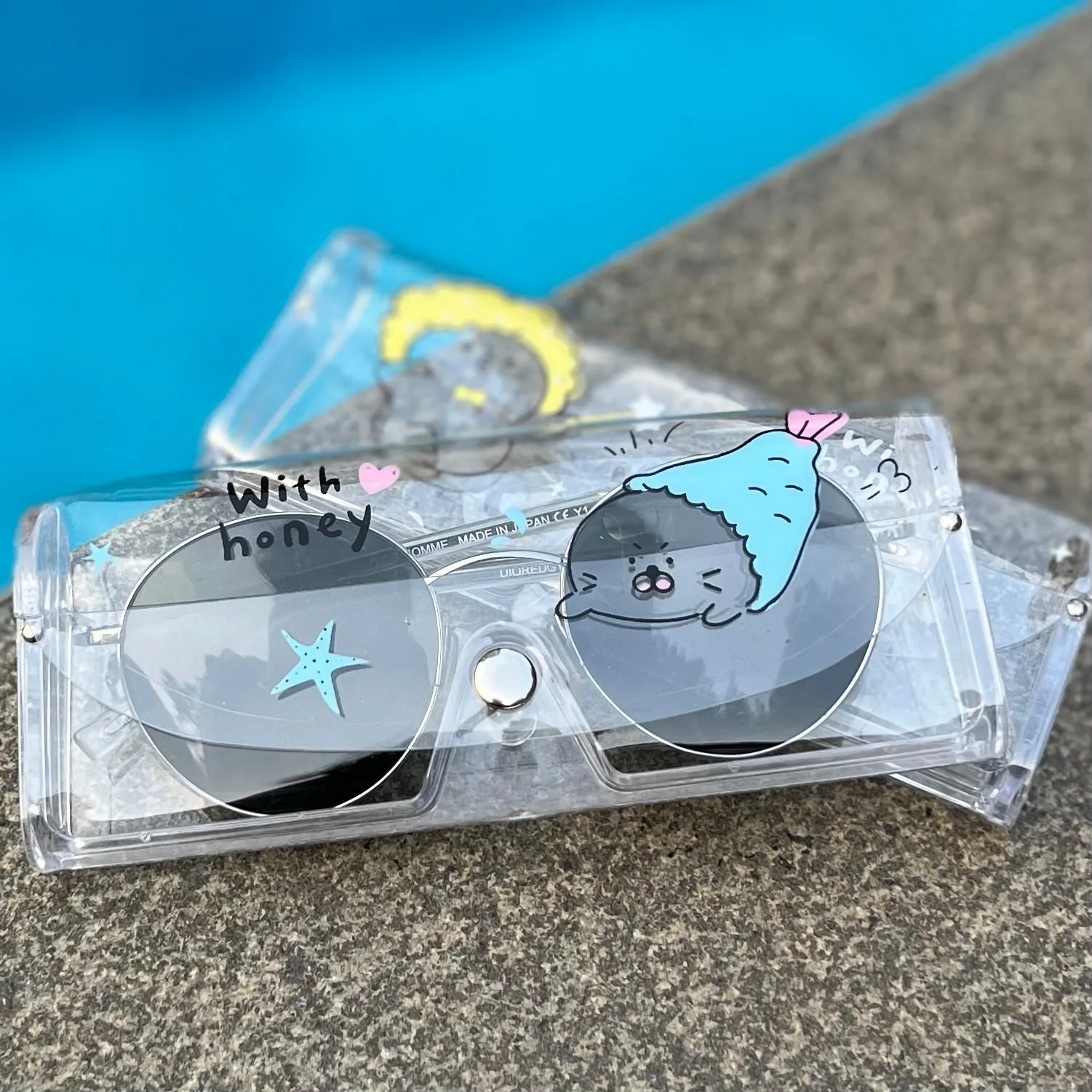 Clear Transparent Travel Sunglass Case - With Honey
