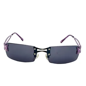 Deadstock Y2K Rectangle Frameless Sunglasses - Purple
