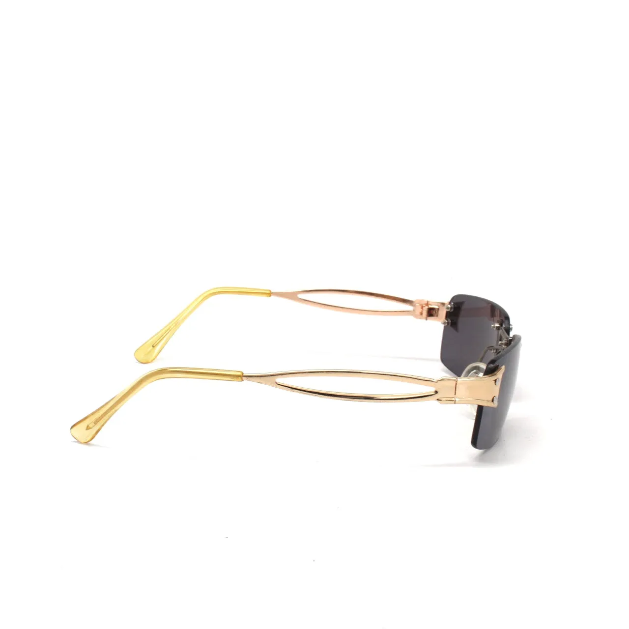 Deadstock Y2K Rectangle Frameless Sunglasses - Yellow/Black