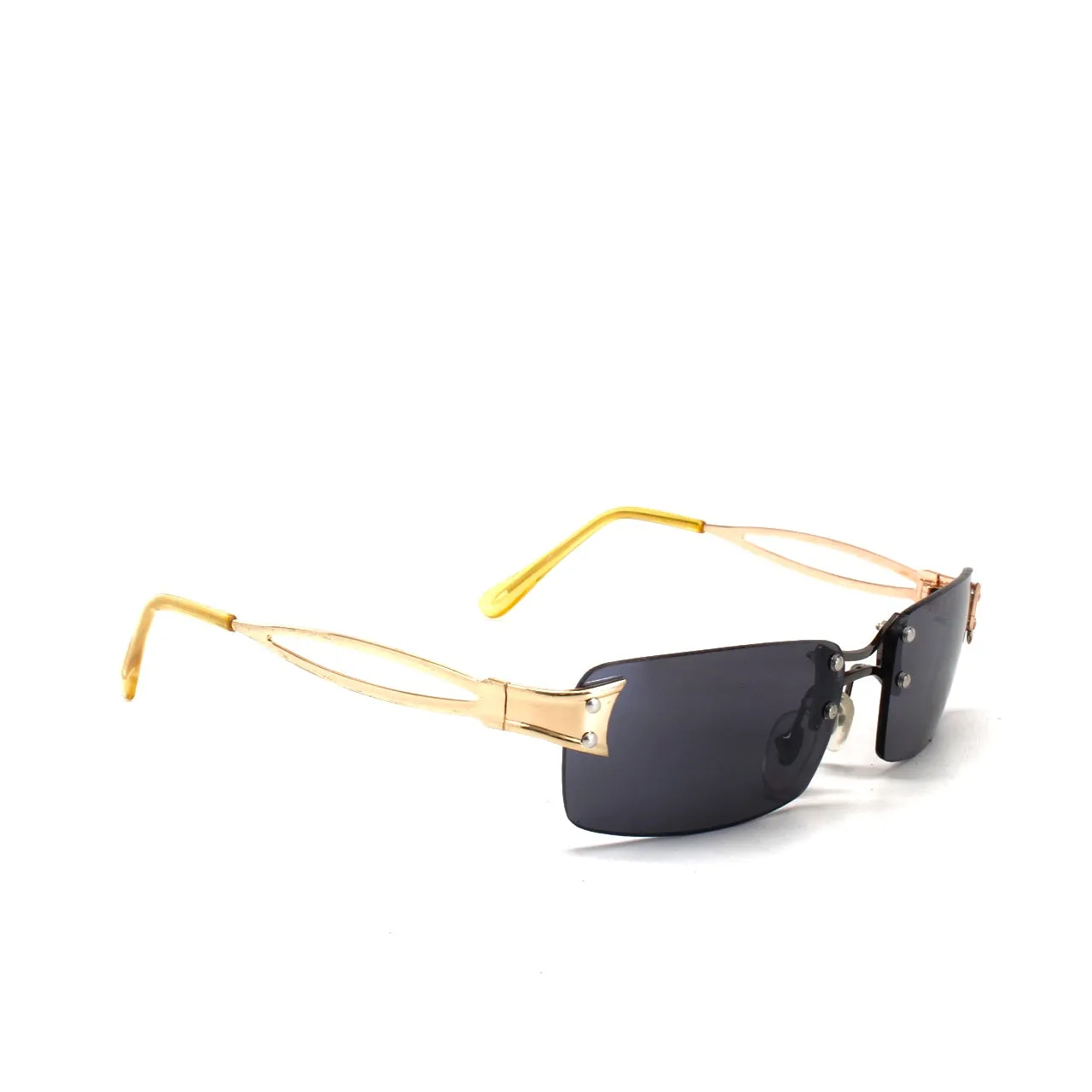 Deadstock Y2K Rectangle Frameless Sunglasses - Yellow/Black