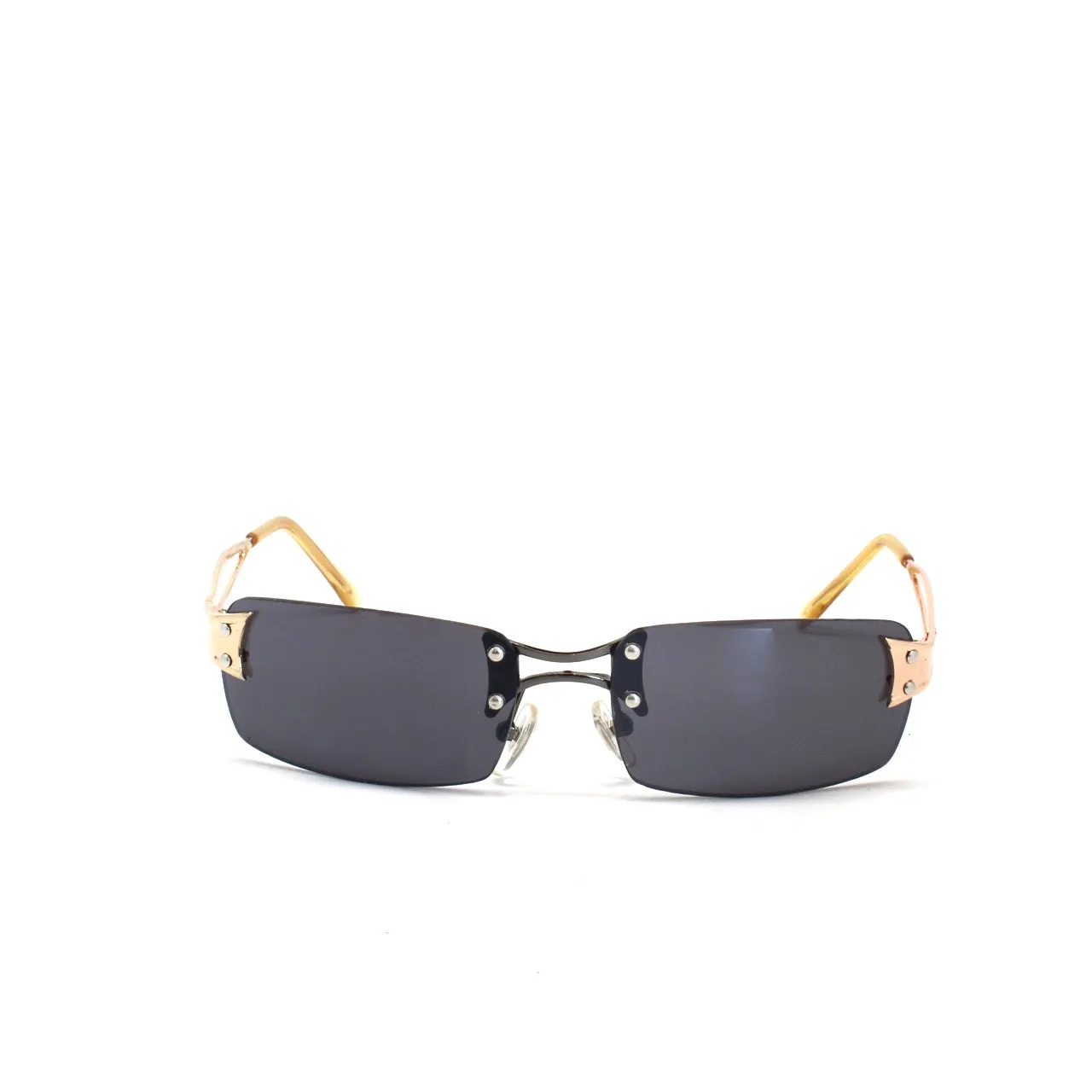 Deadstock Y2K Rectangle Frameless Sunglasses - Yellow/Black