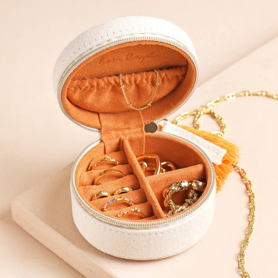 Embroidered Floral Linen Travel Jewelry Case
